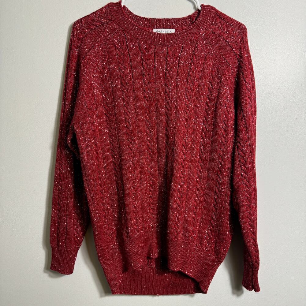 Athleta Crossroads Crew Sweater in Red Metallic - Picture 2 of 5